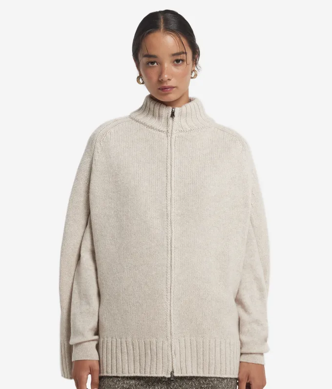 Cappa con zip in Cashmere Ultrasoft