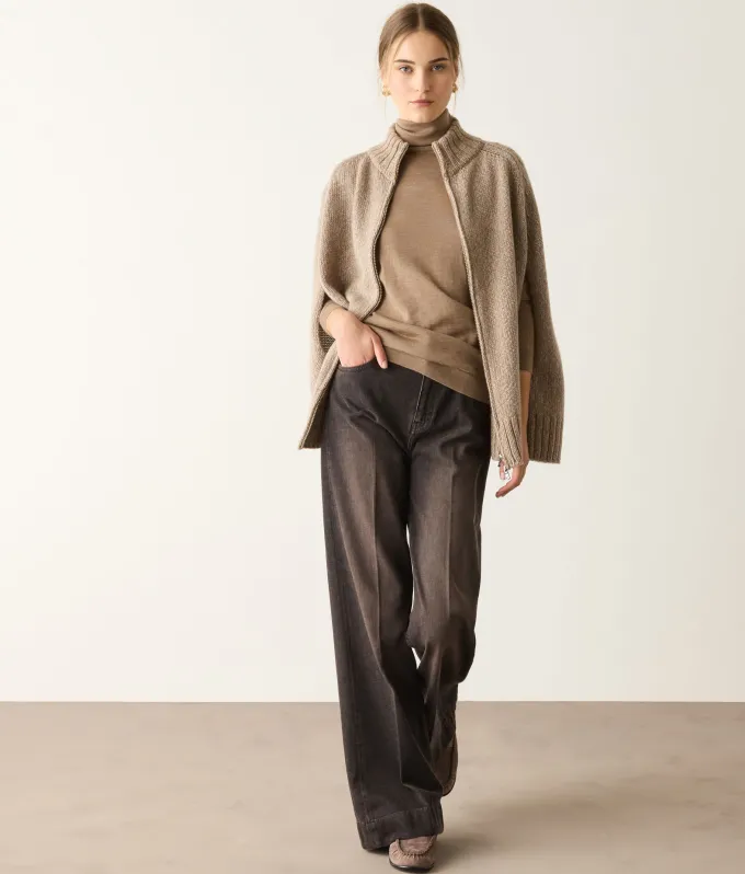 Cappa con zip in Cashmere Ultrasoft