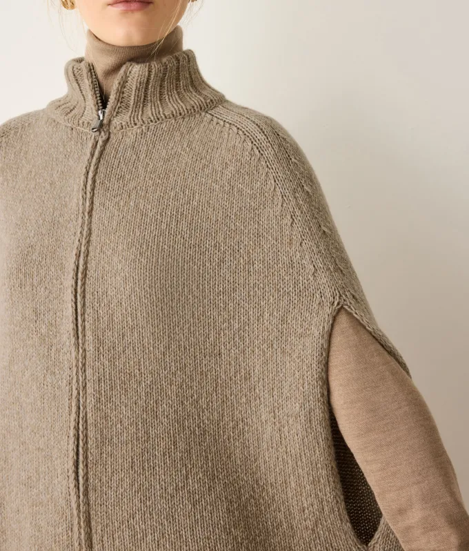 Cappa con zip in Cashmere Ultrasoft