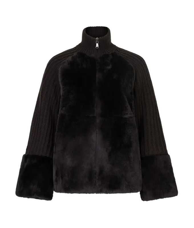 Cappotto in cashmere con inserti in pelliccia