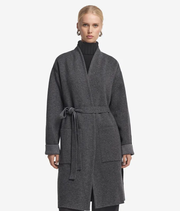 Cappotto reversibile in cashmere spinato