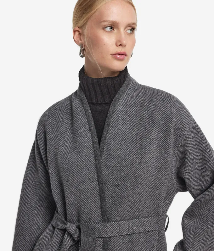 Cappotto reversibile in cashmere spinato