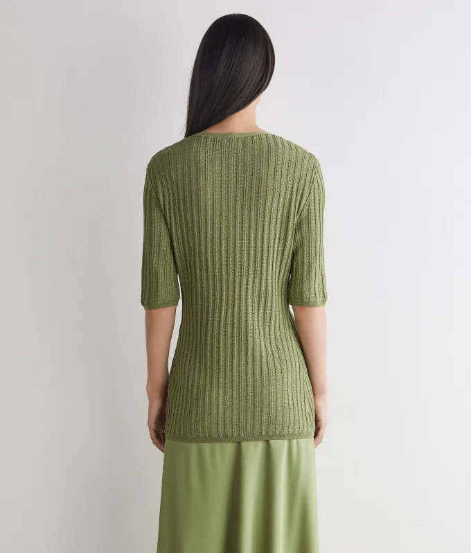 Cardigan a coste lamé