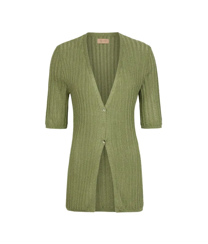 Cardigan a coste lamé