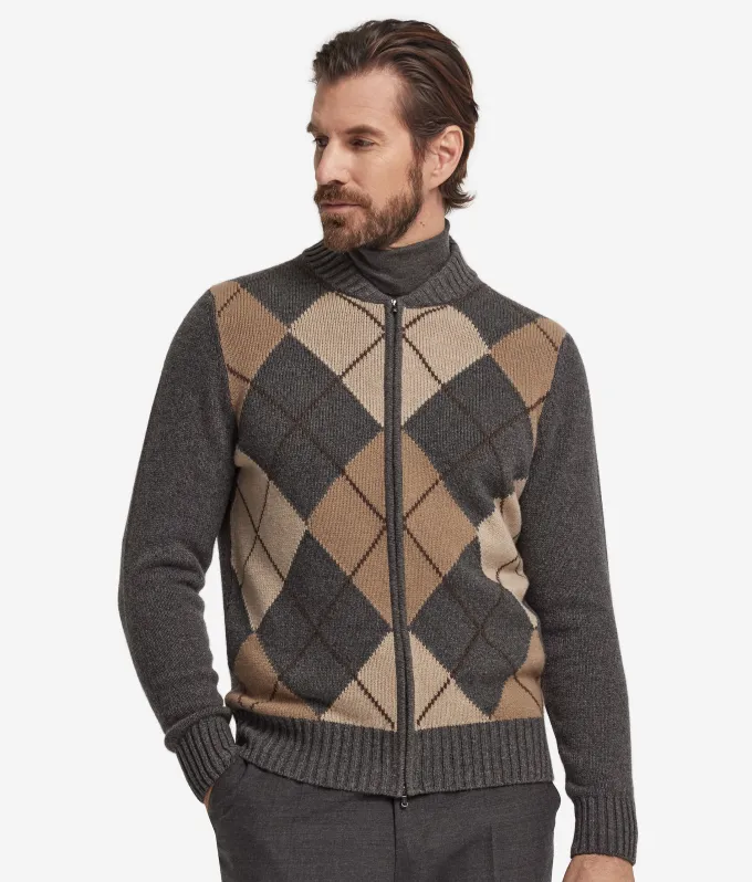Cardigan a rombi in Cashmere Ultrasoft