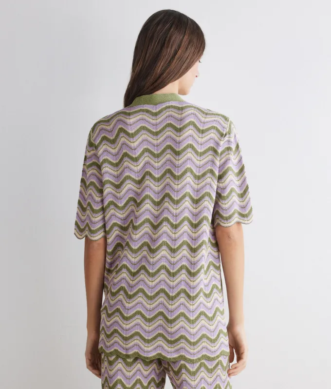 Cardigan chevron lamé