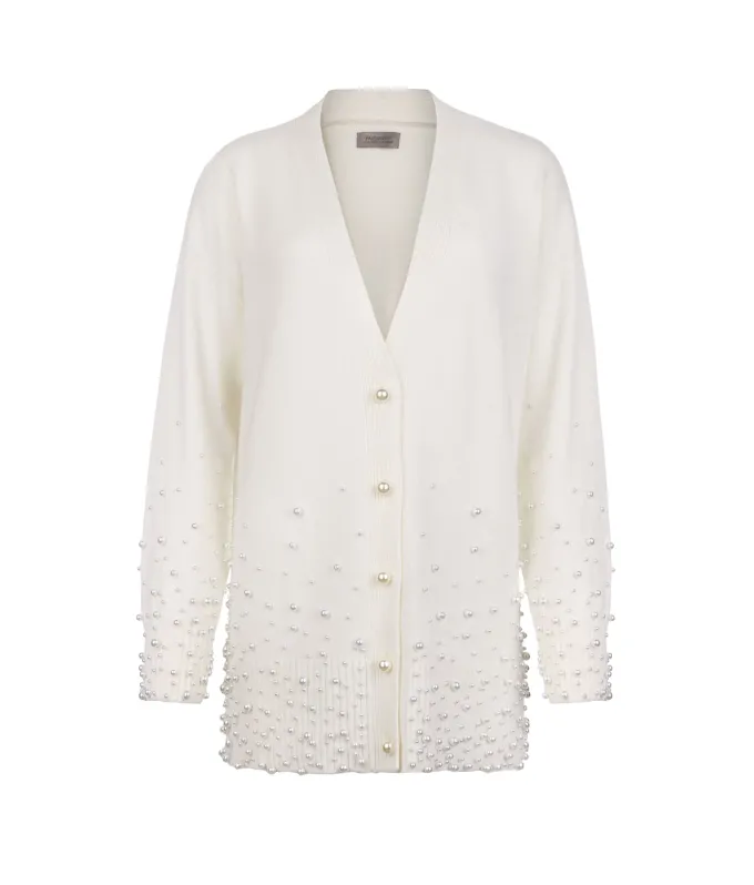 Cardigan con perle in Cashmere Ultrasoft