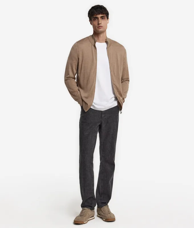 Cardigan con zip in Cashmere Ultrafine