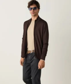 Cardigan con zip in Cashmere Ultrafine