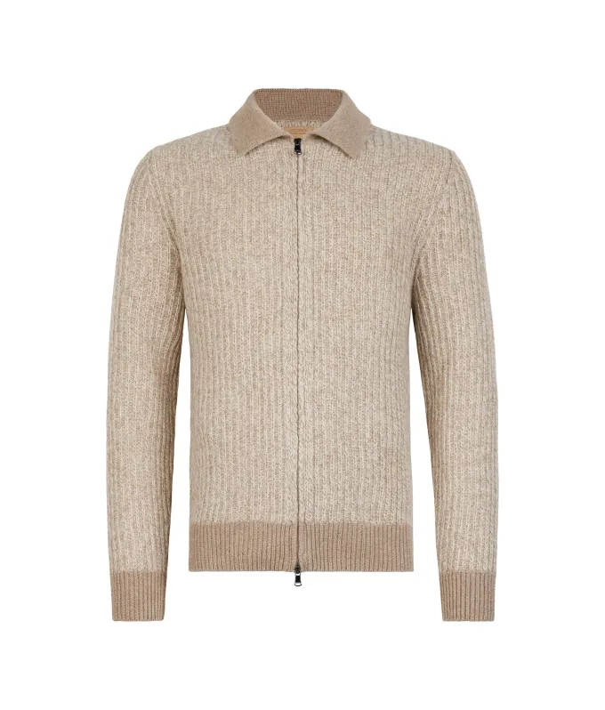 Cardigan con zip in Cashmere Undyed Ultrasoft