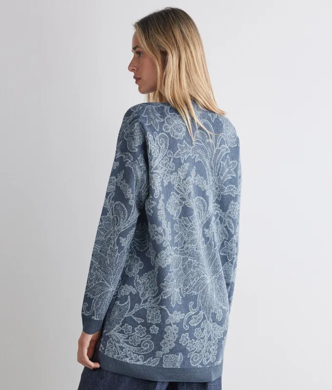 Cardigan jacquard botanico