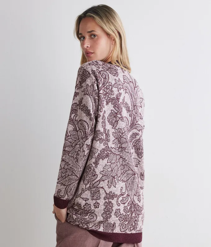 Cardigan jacquard botanico