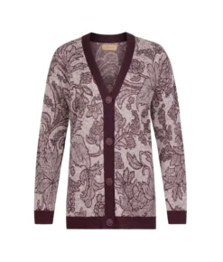 Cardigan jacquard botanico