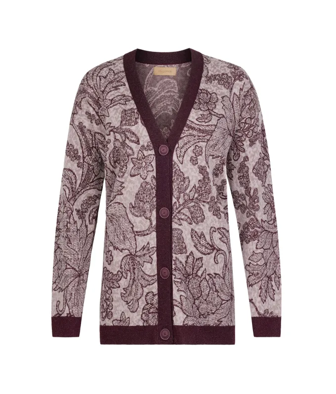 Cardigan jacquard botanico