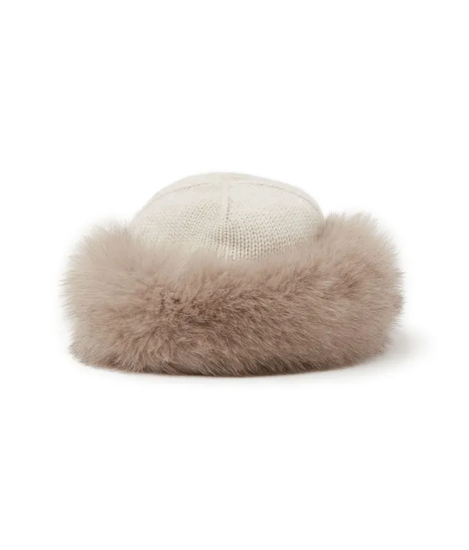 Colbacco in cashmere e pelliccia