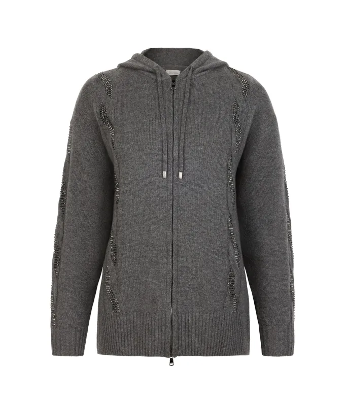 Felpa con trecce e strass in Cashmere Ultrasoft