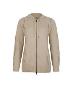 Felpa con trecce e strass in Cashmere Ultrasoft