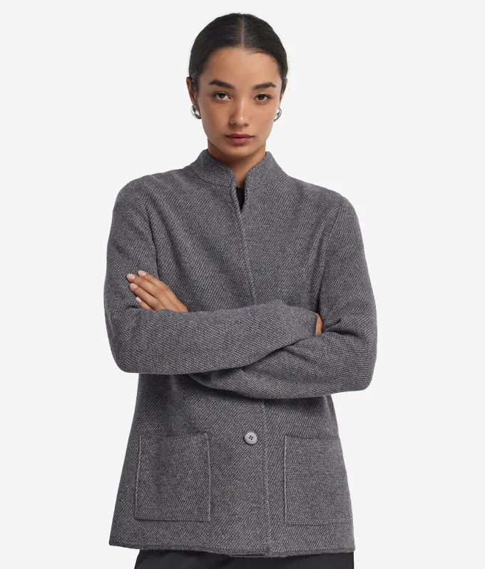 Giacca bicolore in lana e cashmere