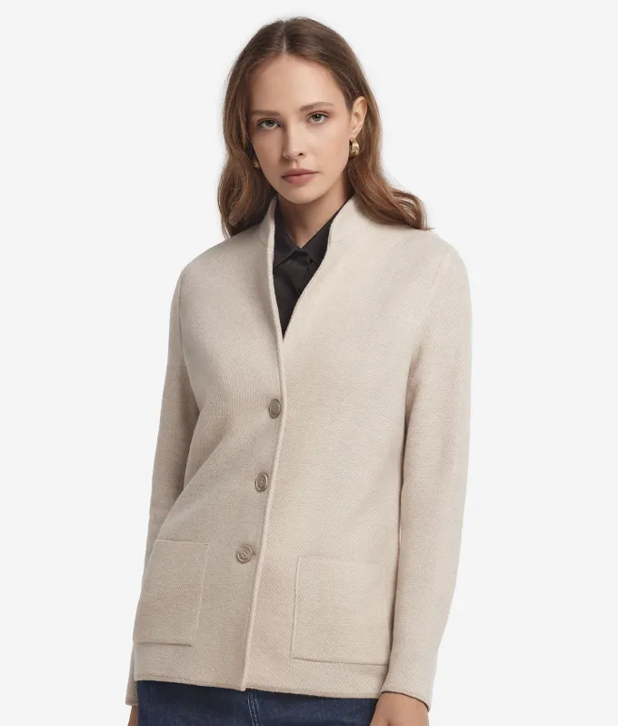 Giacca bicolore in lana e cashmere