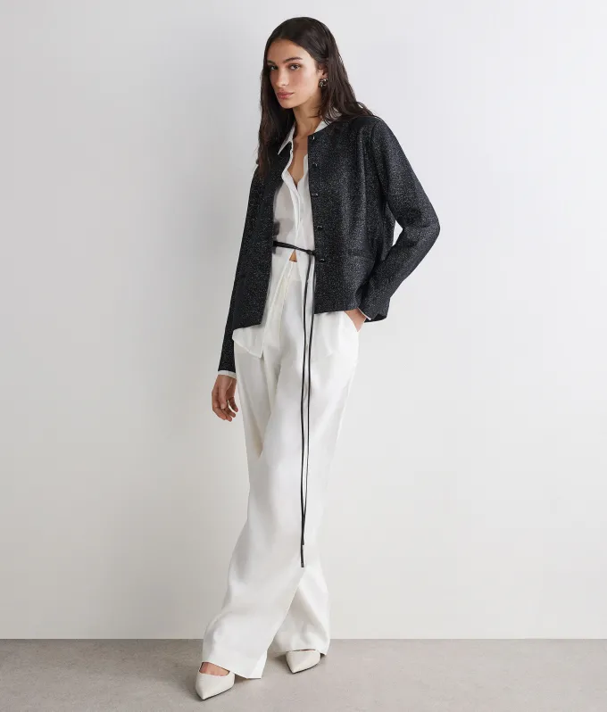 Giacca crop lamé in cotone