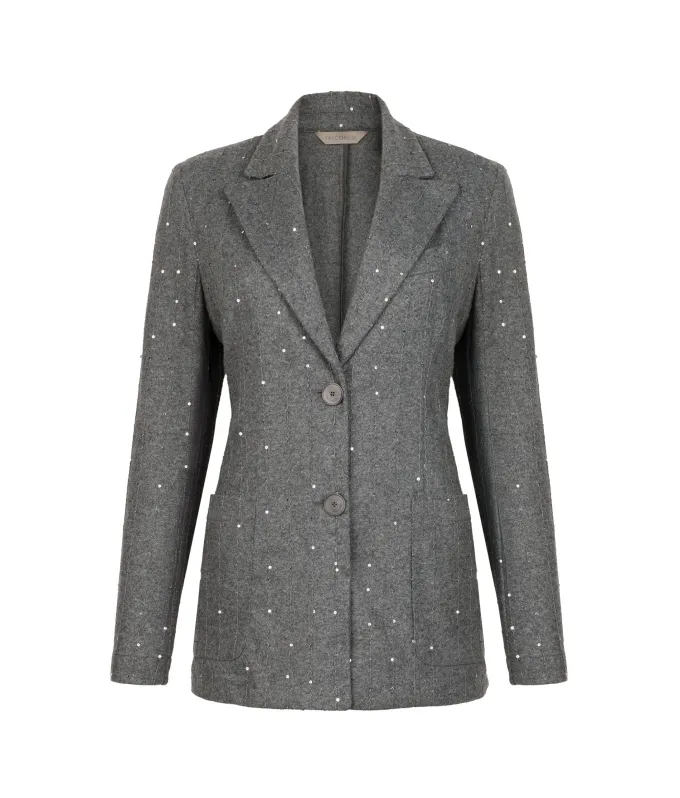 Giacca gessata in lana con paillettes