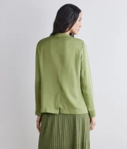 Giacca in raso opaco con inserti in maglia