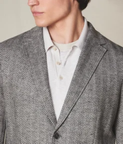 Giacca jersey spinata in lino e cotone