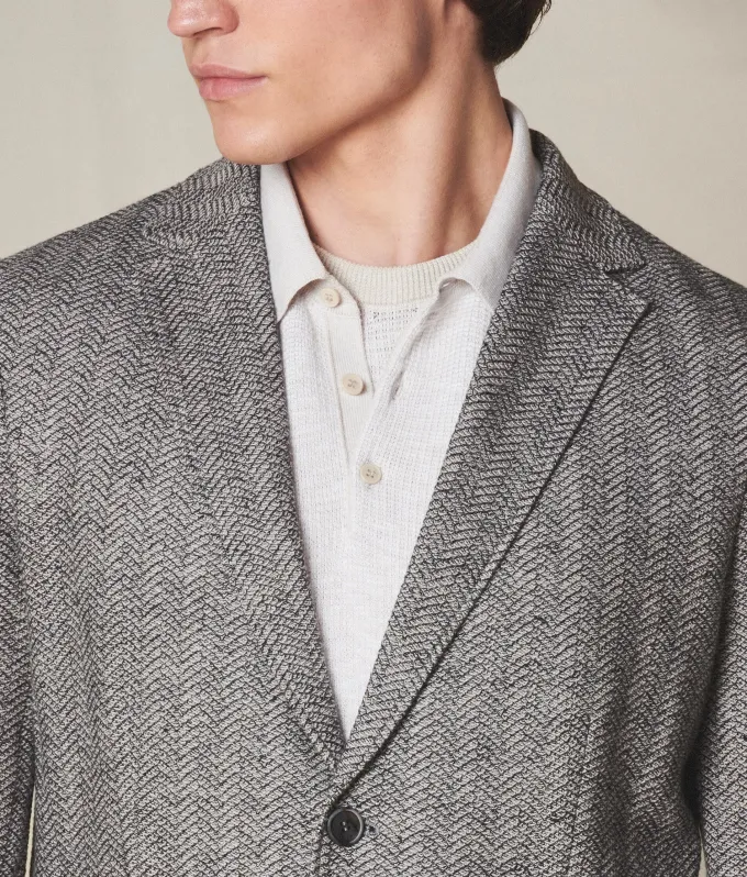 Giacca jersey spinata in lino e cotone