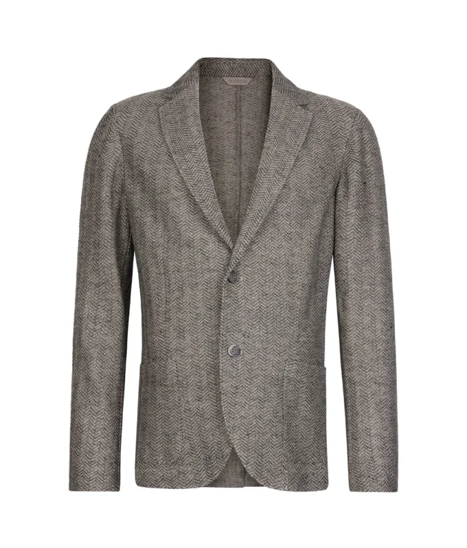 Giacca jersey spinata in lino e cotone