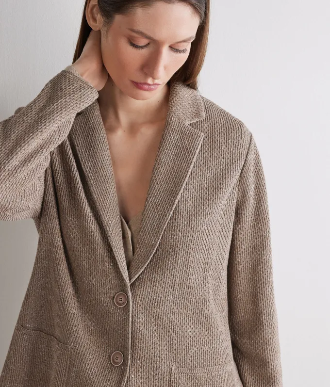 Giacca moulinè in cotone lino