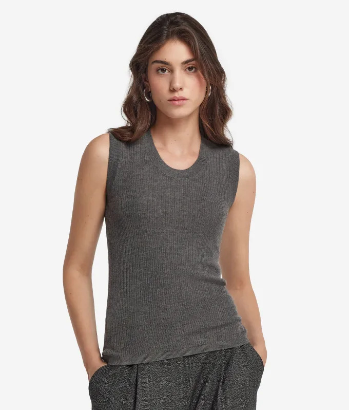 Gilet a costina in Cashmere Ultrafine
