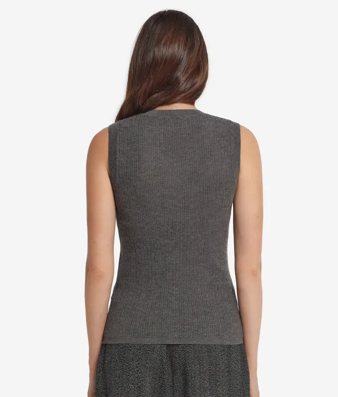 Gilet a costina in Cashmere Ultrafine