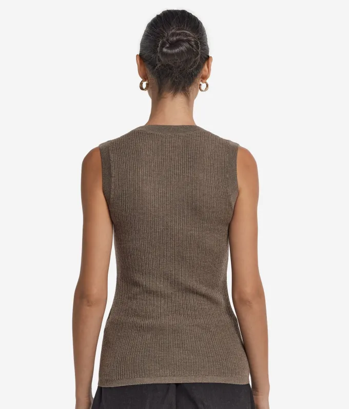 Gilet a costina in Cashmere Ultrafine