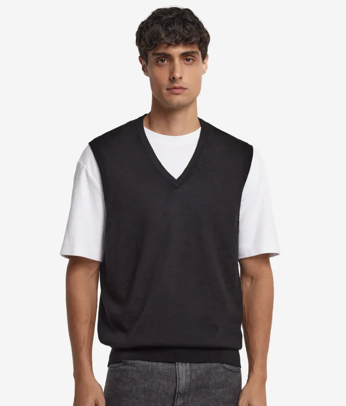Gilet con scollo a V in Cashmere Ultrafine