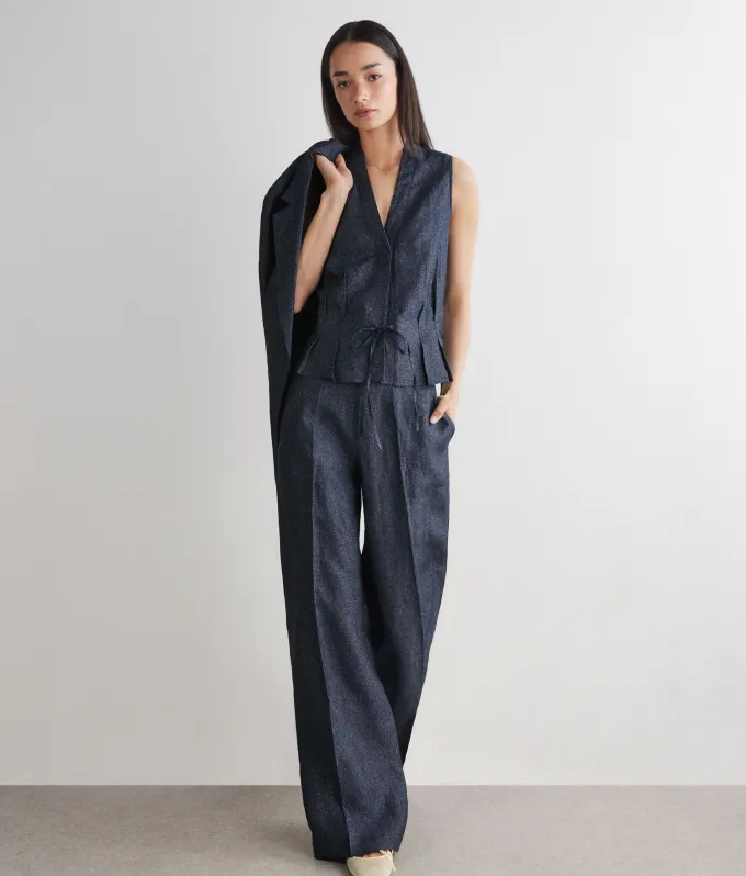 Gilet in lino lamè