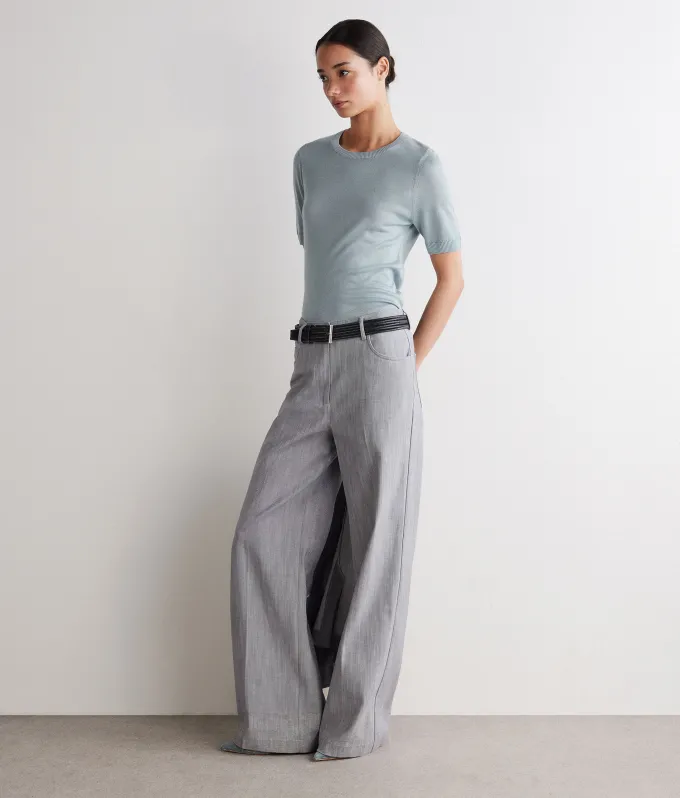 Girocollo a maniche corte in Cashmere Silkfine