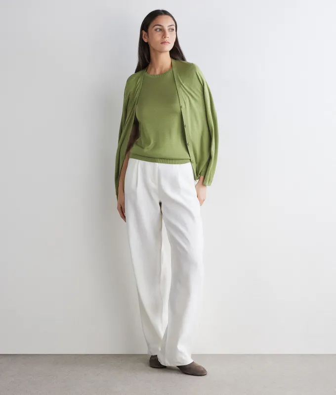 Girocollo a maniche corte in Cashmere Silkfine