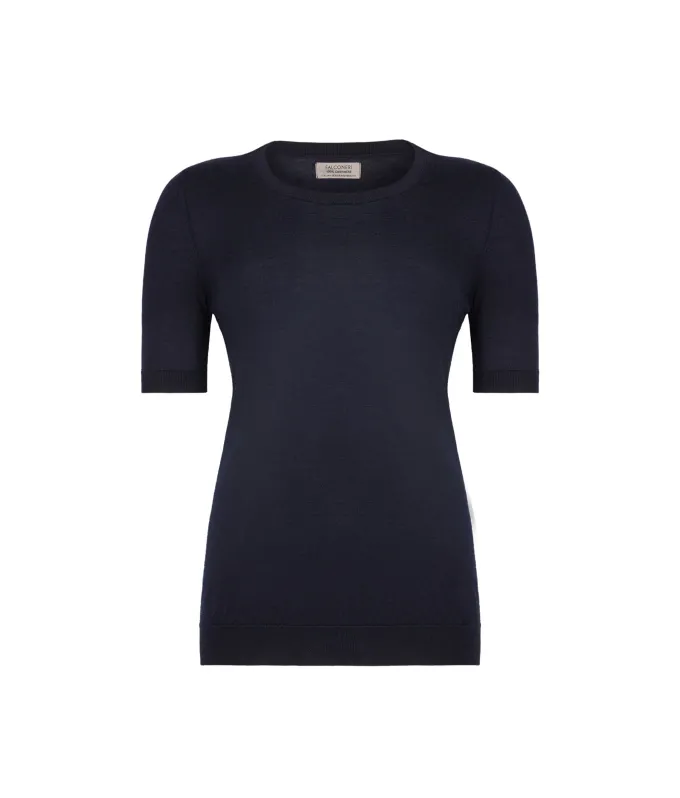 Girocollo a maniche corte in Cashmere Ultrafine