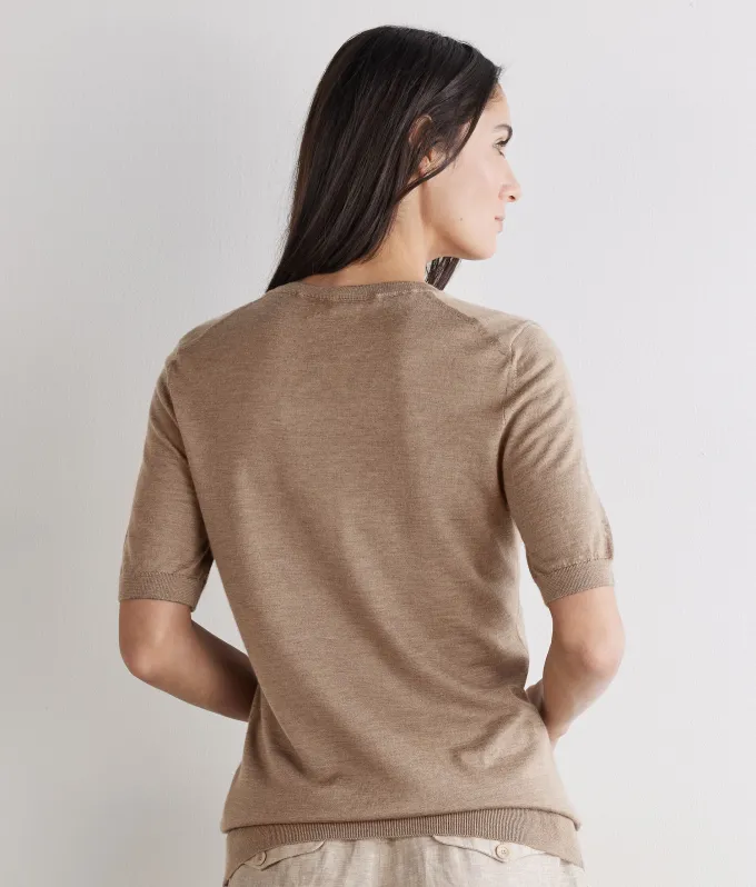 Girocollo a maniche corte in Cashmere Ultrafine