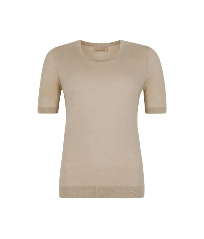Girocollo a maniche corte in Cashmere Ultrafine