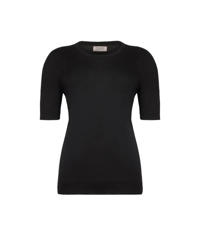 Girocollo a maniche corte in Cashmere Ultrafine