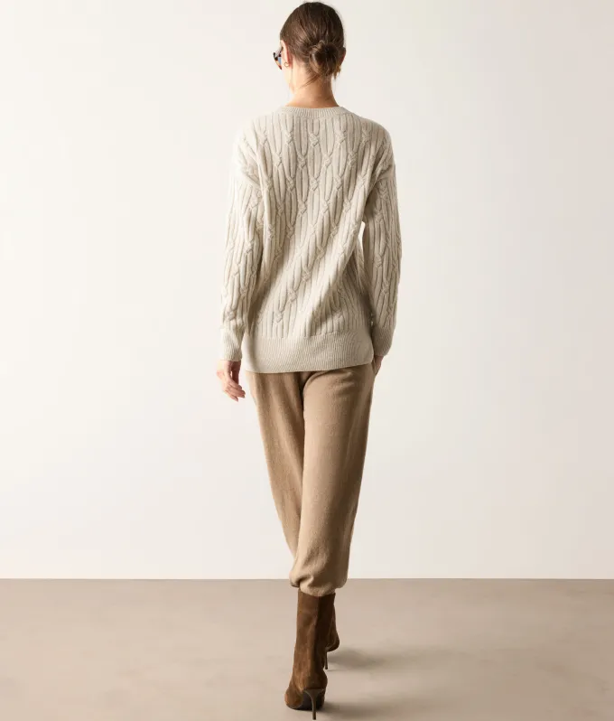 Girocollo coste intrecciate in Cashmere Ultrasoft