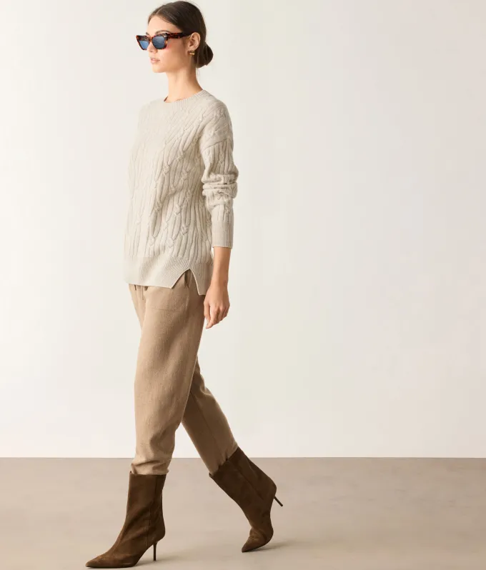 Girocollo coste intrecciate in Cashmere Ultrasoft