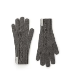 Guanti con trecce e strass in Cashmere Ultrasoft