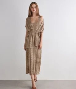 Kimono treccia coste lamé