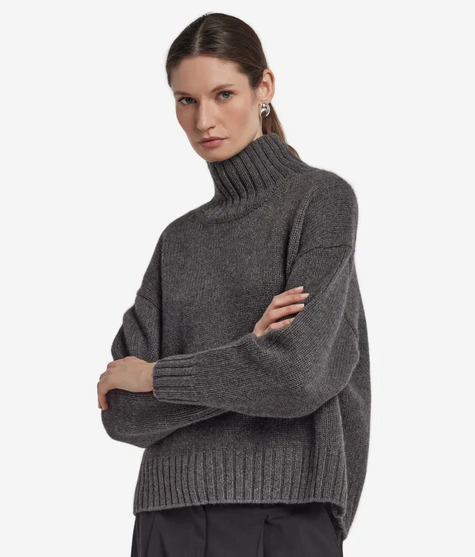 Maglia con collo a cratere in Cashmere Tricot