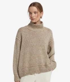 Maglia con collo a cratere in Cashmere Undyed Tricot