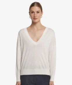 Maglia con doppio scollo a V in Cashmere Ultrafine