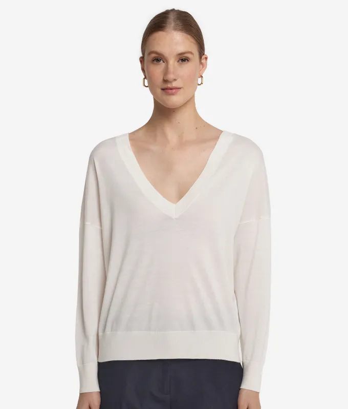 Maglia con doppio scollo a V in Cashmere Ultrafine