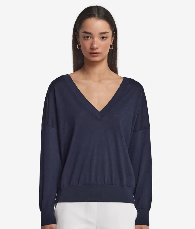 Maglia con doppio scollo a V in Cashmere Ultrafine